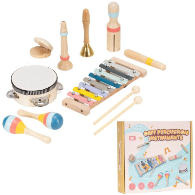 Dřevěné hudební nástroje sada 8ks SPRINGOS KG0061