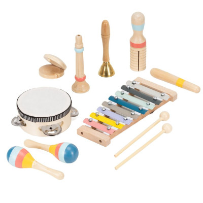Dřevěné hudební nástroje sada 8ks SPRINGOS KG0061