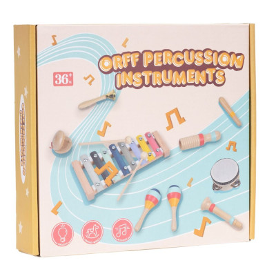 Dřevěné hudební nástroje sada 8ks SPRINGOS KG0061