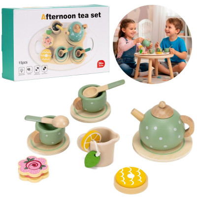 Dřevěná snídaňová/čajová sada 14ks SPRINGOS KG0056