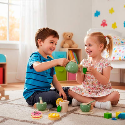 Dřevěná snídaňová/čajová sada 14ks SPRINGOS KG0056