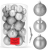 Vánoční baňky stříbrno-šedé mix - 4/5/6cm, sada 30ks