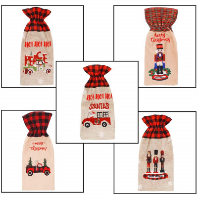 Obal na láhev 15x31 cm cm mix vzorů, vánoční dekorace