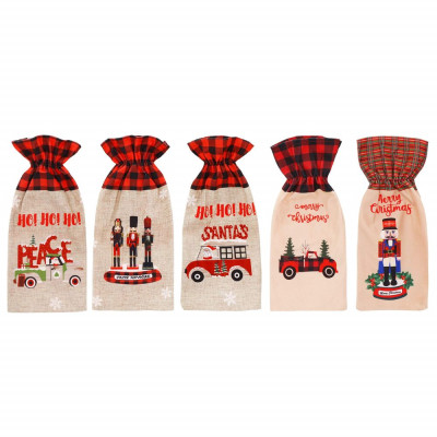 Obal na láhev 15x31 cm cm mix vzorů, vánoční dekorace