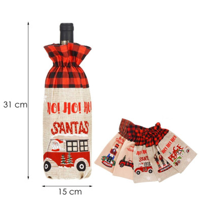 Obal na láhev 15x31 cm cm mix vzorů, vánoční dekorace