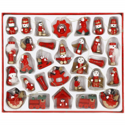 Tradiční dřevěné figurky sada 30ks, vánoční ozdoby