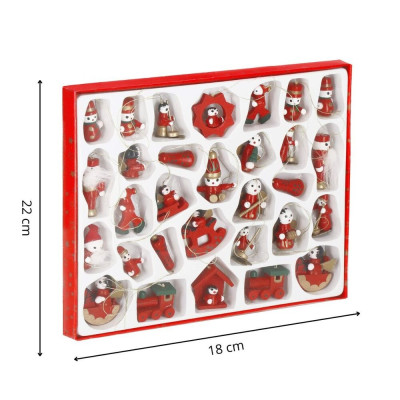 Tradiční dřevěné figurky sada 30ks, vánoční ozdoby