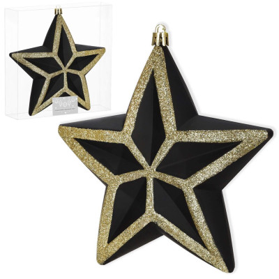 Vánoční hvězda černo-zlatá 16x15 cm, vánoční ozdoba
