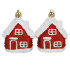 Domečky se zasněženou střechou červeno-bílé sada 2ks, vánoční ozdoby