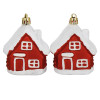 Domečky se zasněženou střechou červeno-bílé sada 2ks, vánoční ozdoby