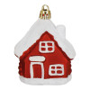 Domečky se zasněženou střechou červeno-bílé sada 2ks, vánoční ozdoby