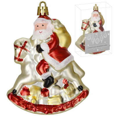 Santa Claus na koni zlatý 11,5 cm, vánoční ozdoba