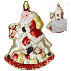 Santa Claus na koni zlatý 11,5 cm, vánoční ozdoba