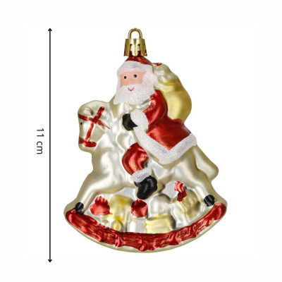 Santa Claus na koni zlatý 11,5 cm, vánoční ozdoba
