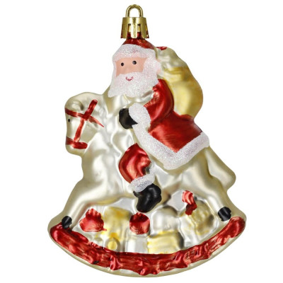 Santa Claus na koni zlatý 11,5 cm, vánoční ozdoba