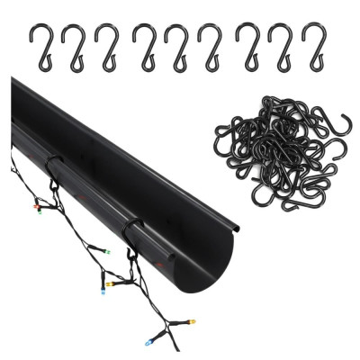 Háčky na vánoční osvětlení a baňky na okap sada 60ks černé