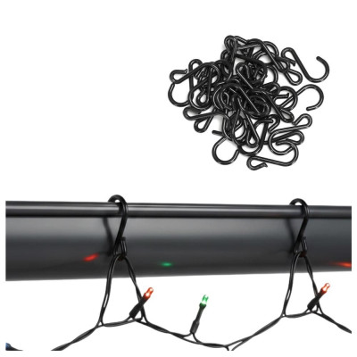 Háčky na vánoční osvětlení a baňky na okap sada 60ks černé