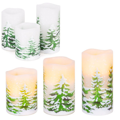 Led svíčky se vzorem sada 3ks 3xAAA SPRINGOS CA1455