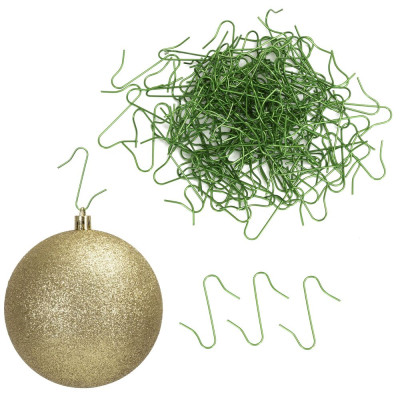 Háčky na baňky a ozdoby na stromeček sada 150ks zelené