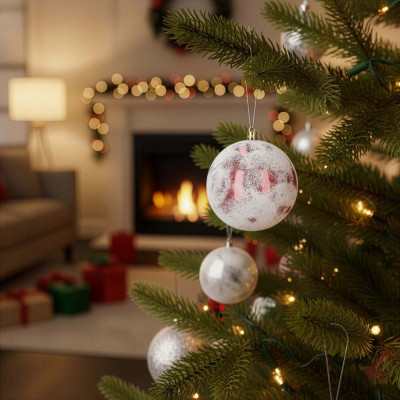 Vánoční baňky červené mix - 10cm sada 12ks, vánoční ozdoby