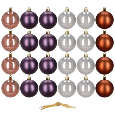 Vánoční baňky barevné mix - 6,5cm sada 24ks, vánoční ozdoby