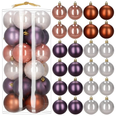 Vánoční baňky barevné mix - 6,5cm sada 24ks, vánoční ozdoby