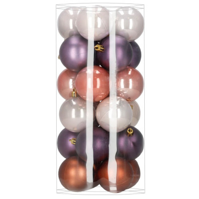 Vánoční baňky barevné mix - 6,5cm sada 24ks, vánoční ozdoby