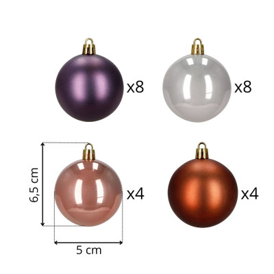 Vánoční baňky barevné mix - 6,5cm sada 24ks, vánoční ozdoby