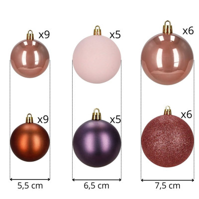 Vánoční baňky barevné mix - 7/8/9cm sada 40ks, vánoční ozdoby