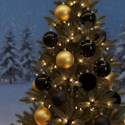 Vánoční baňky černo-zlaté mix - 8cm sada 9ks, vánoční ozdoby