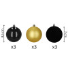 Vánoční baňky černo-zlaté mix - 8cm sada 9ks, vánoční ozdoby