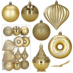 Vánoční baňky zlaté mix - sada 12ks, vánoční ozdoby