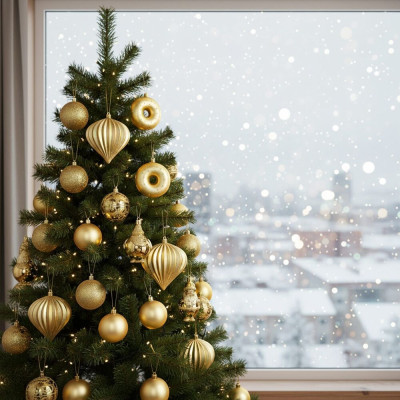 Vánoční baňky zlaté mix - sada 12ks, vánoční ozdoby