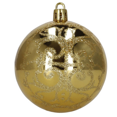 Vánoční baňky zlaté mix - sada 12ks, vánoční ozdoby