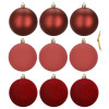 Vánoční baňky červené mix - 8cm sada 9ks, vánoční ozdoby