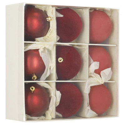 Vánoční baňky červené mix - 8cm sada 9ks, vánoční ozdoby