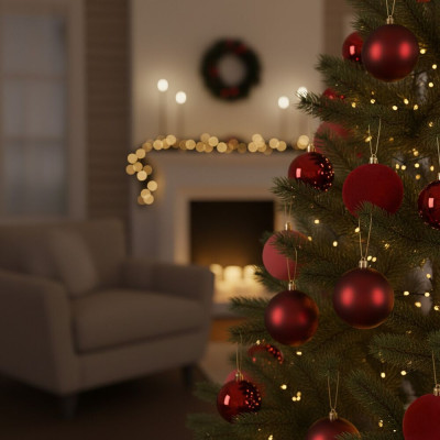 Vánoční baňky červené mix - 8cm sada 9ks, vánoční ozdoby