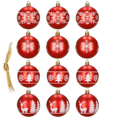 Vánoční baňky červené mix - 6cm sada 12ks, vánoční ozdoby