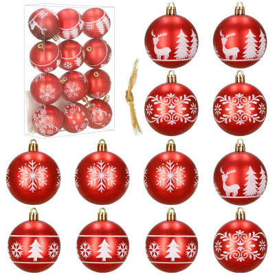 Vánoční baňky červené mix - 6cm sada 12ks, vánoční ozdoby