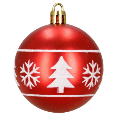 Vánoční baňky červené mix - 6cm sada 12ks, vánoční ozdoby