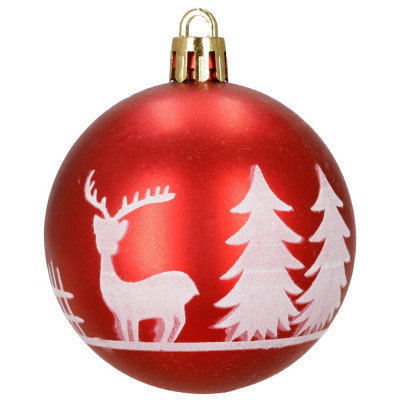 Vánoční baňky červené mix - 6cm sada 12ks, vánoční ozdoby