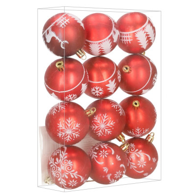Vánoční baňky červené mix - 6cm sada 12ks, vánoční ozdoby