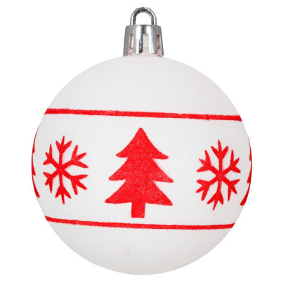 Vánoční baňky bílé mix - 6cm sada 12ks, vánoční ozdoby