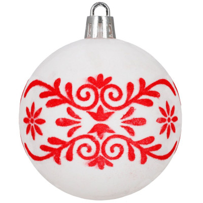 Vánoční baňky bílé mix - 6cm sada 12ks, vánoční ozdoby