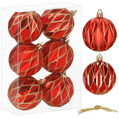Vánoční baňky červené mix - 6cm sada 6ks, vánoční ozdoby