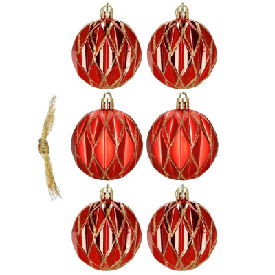 Vánoční baňky červené mix - 6cm sada 6ks, vánoční ozdoby