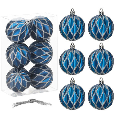 Vánoční baňky modré - 6cm sada 6ks, vánoční ozdoby