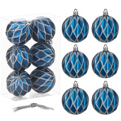 Vánoční baňky modré - 6cm sada 6ks, vánoční ozdoby