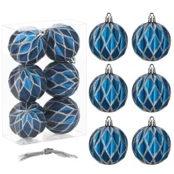 Vánoční baňky modré - 6cm sada 6ks, vánoční ozdoby
