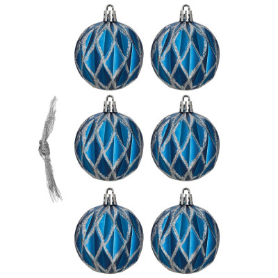 Vánoční baňky modré - 6cm sada 6ks, vánoční ozdoby